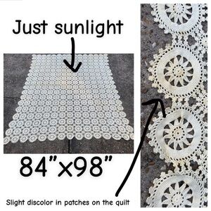 Vintage Crochet Cream Bedspread Cover